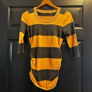 Sweater, striped, yellow & grey